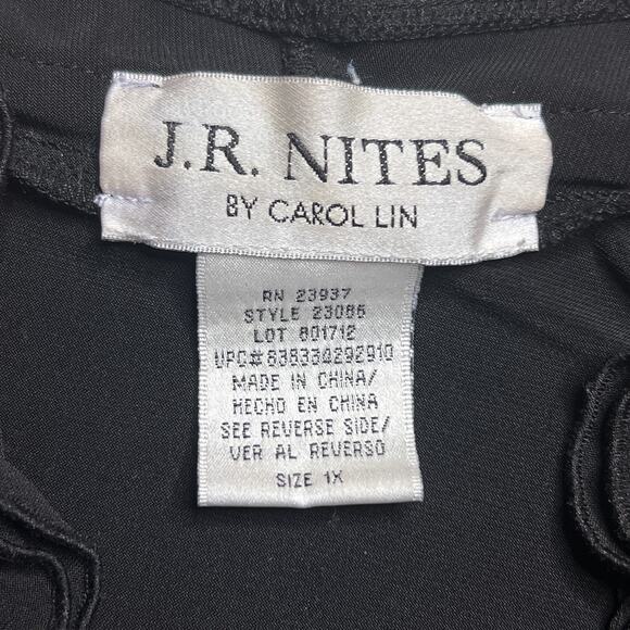 Vintage 90s JR Nites by Carol Lin Black Ruffled Bolero Shrug 3/4 Sleeve Open - Picture 4 of 6